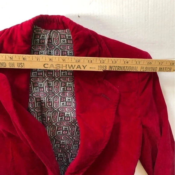Vtg Red  Velvet Blazer - Picture 7 of 12